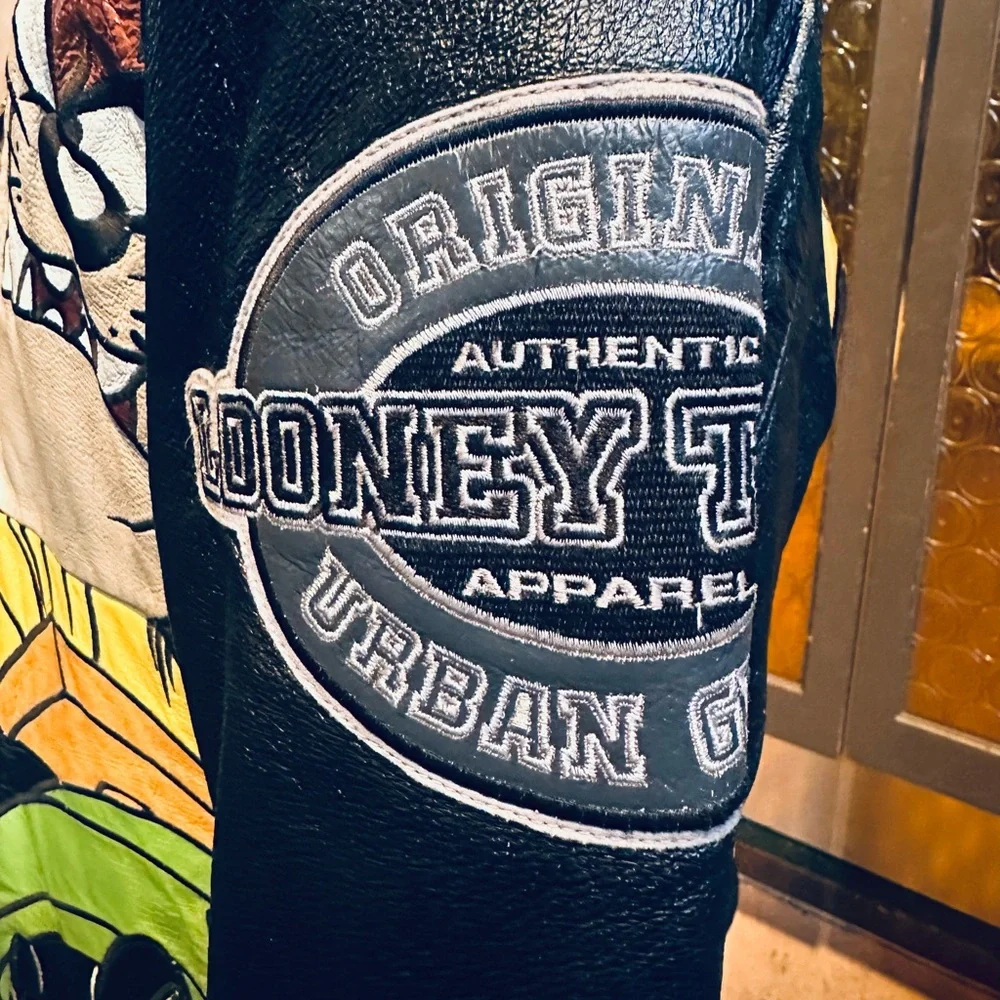 Looney Tunes Urban Gear Vintage Leather Jacket with Bugs, Taz, Marvin & Yosemite